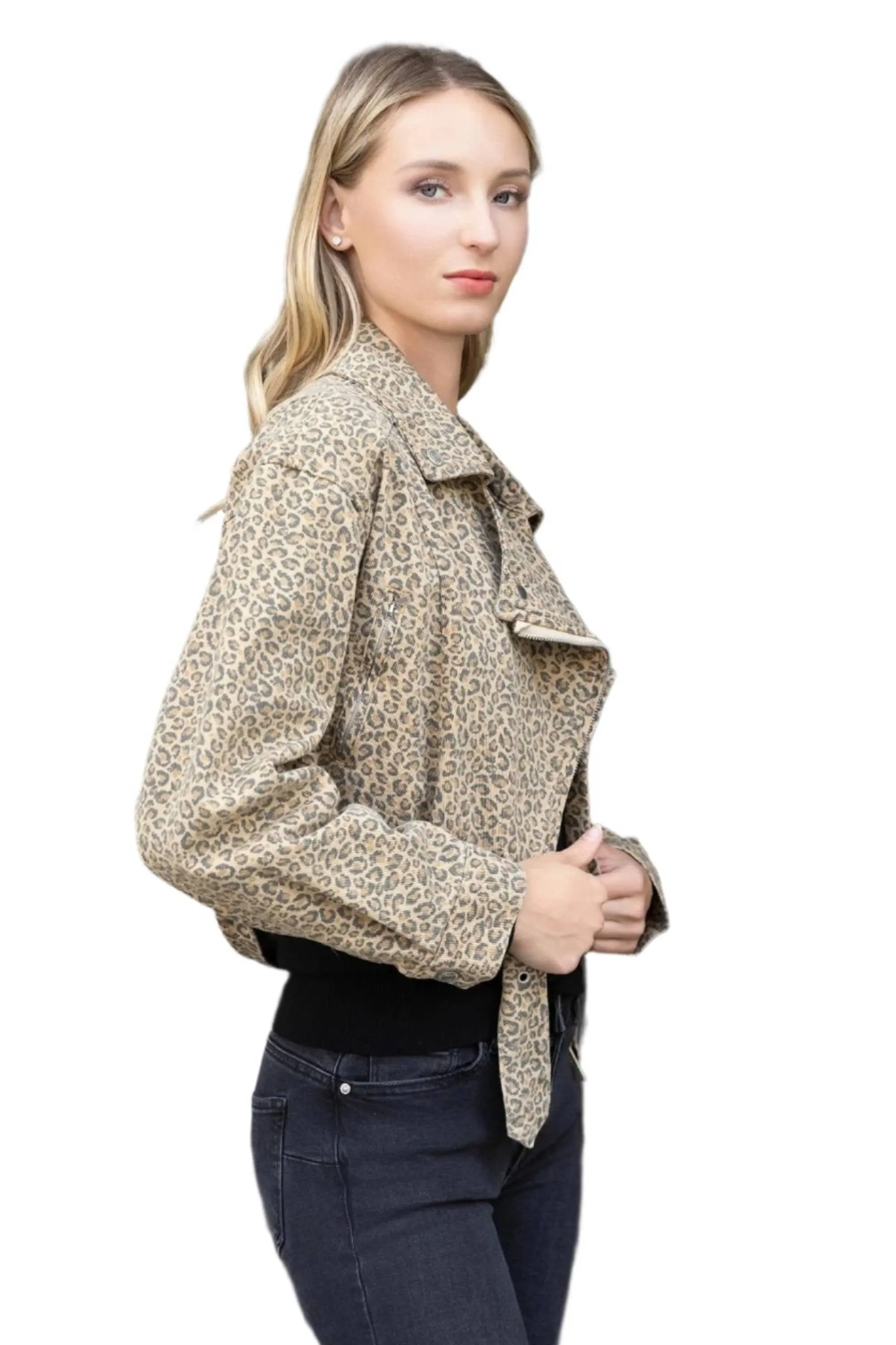 Clever Alice Cheetah Cropped Jacket