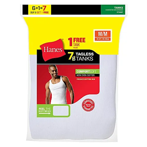 Copy of Hanes 372AG7 Mens Tagless ComfortSoft A Shirt White Small & Medium