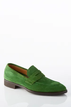 David August Suede Penny Loafer in Sport Green