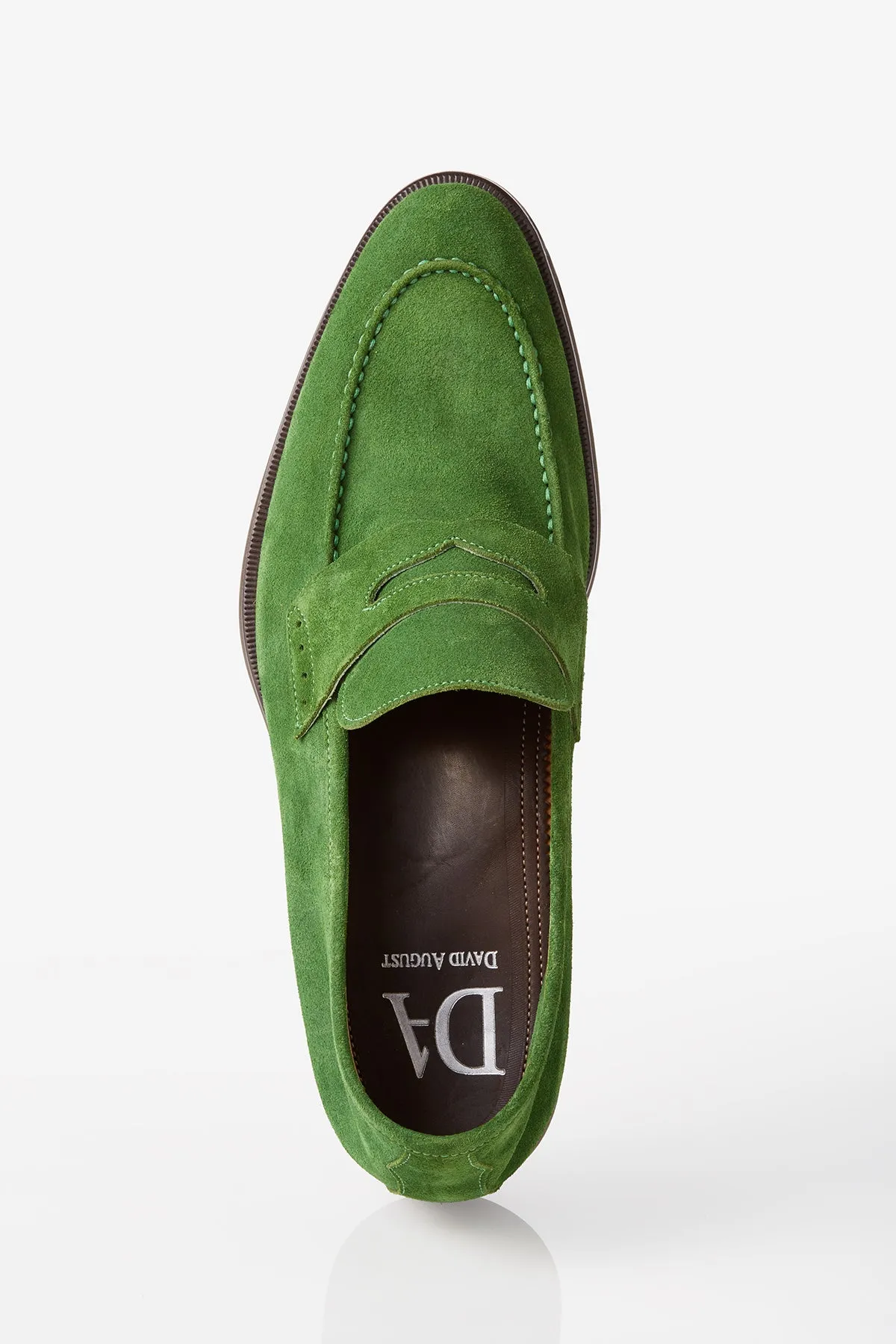 David August Suede Penny Loafer in Sport Green