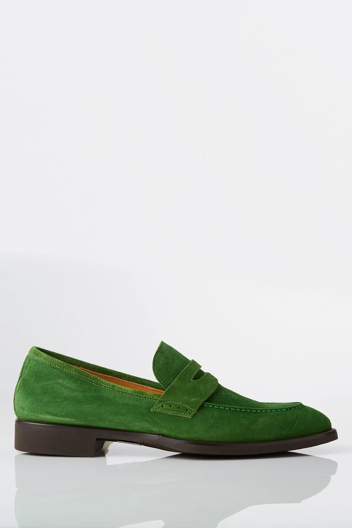 David August Suede Penny Loafer in Sport Green