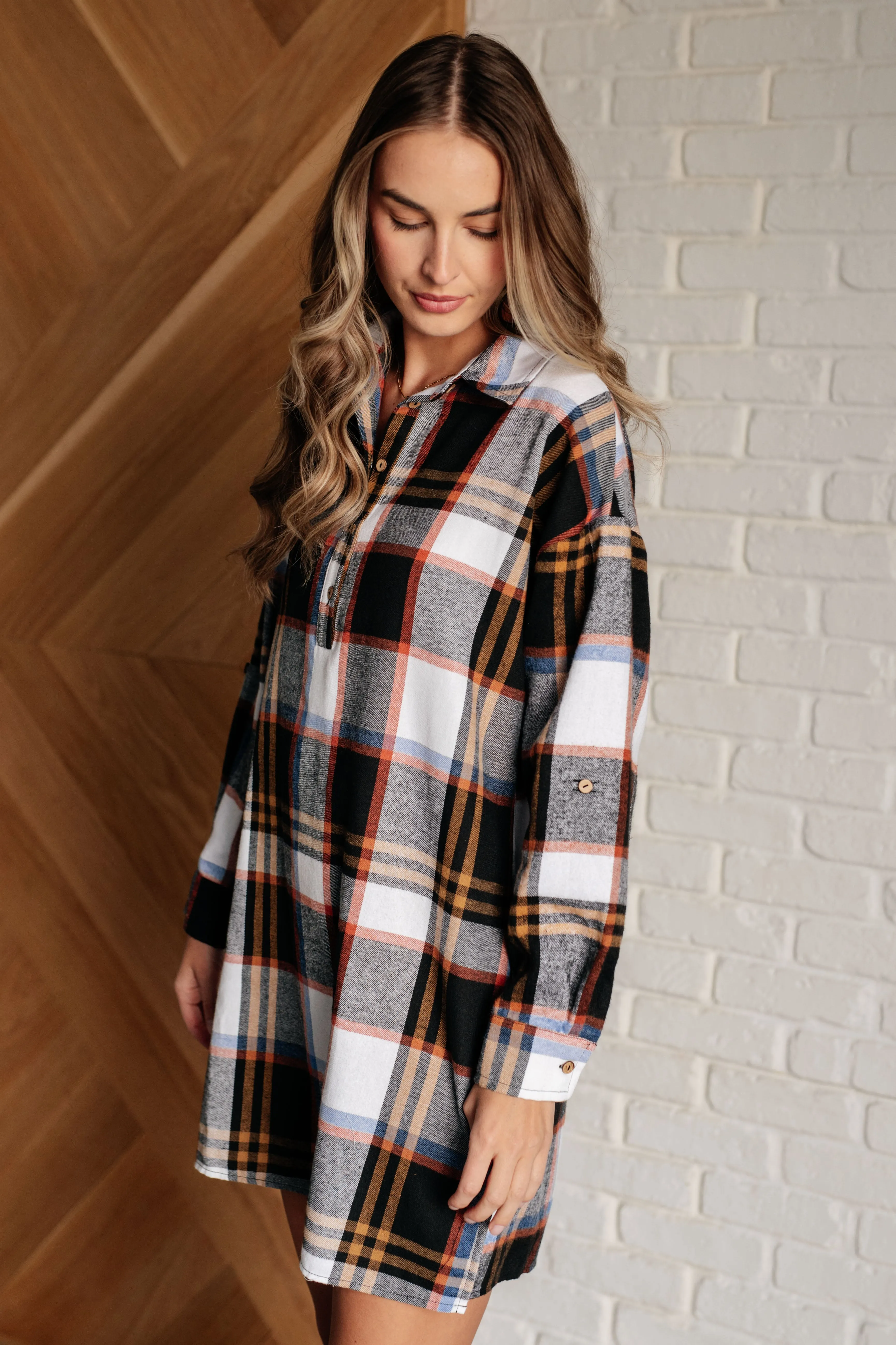 Flannel Plaid Shirt Dress