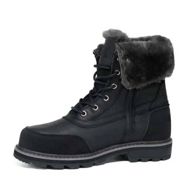 Fold Down Cuff All Black Winter Boots