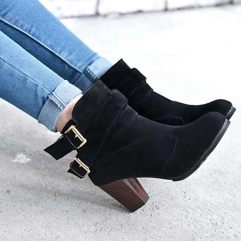 Glow Chic's Warm Leather High Heel Ankle Boots