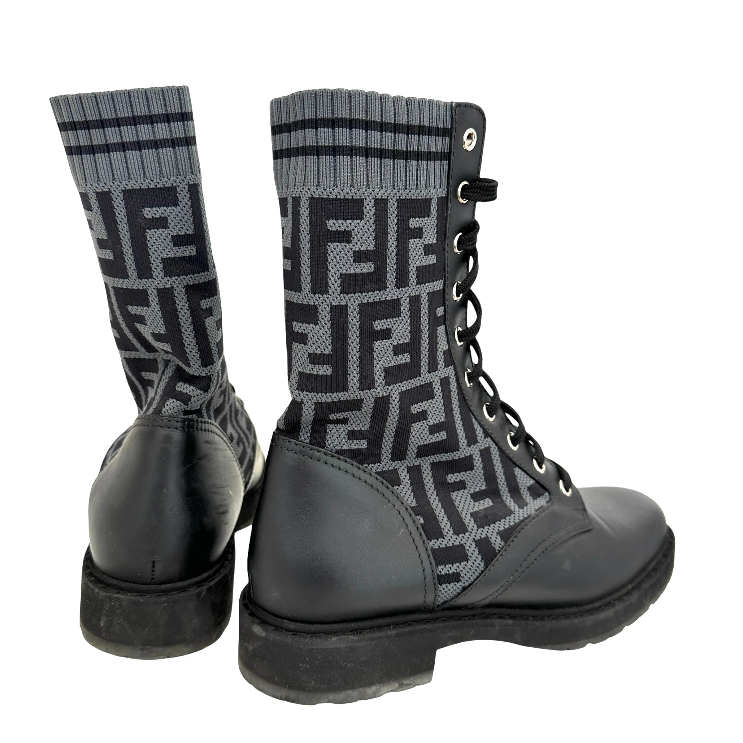 Grey Logo Combat Boots - 10