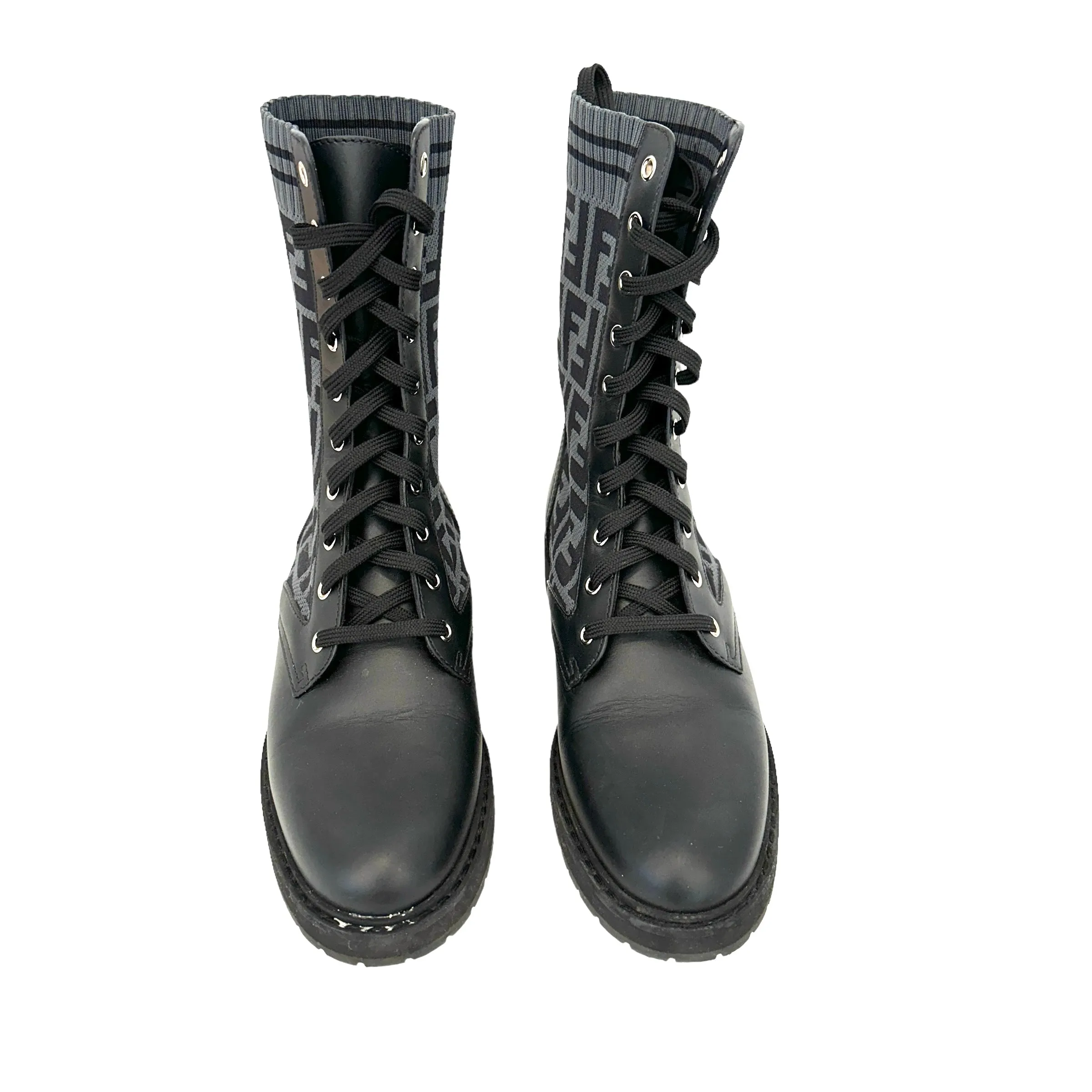 Grey Logo Combat Boots - 10