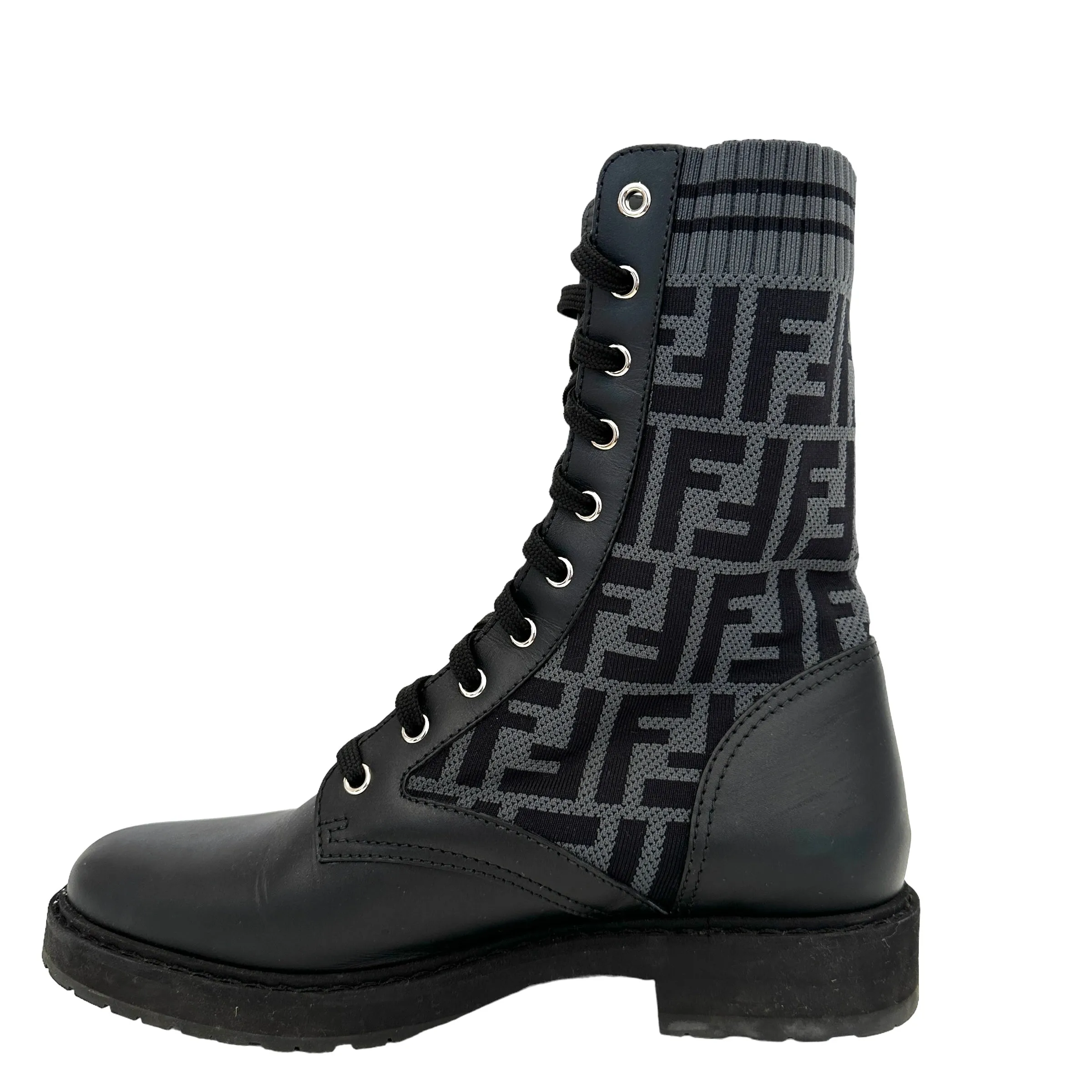 Grey Logo Combat Boots - 10