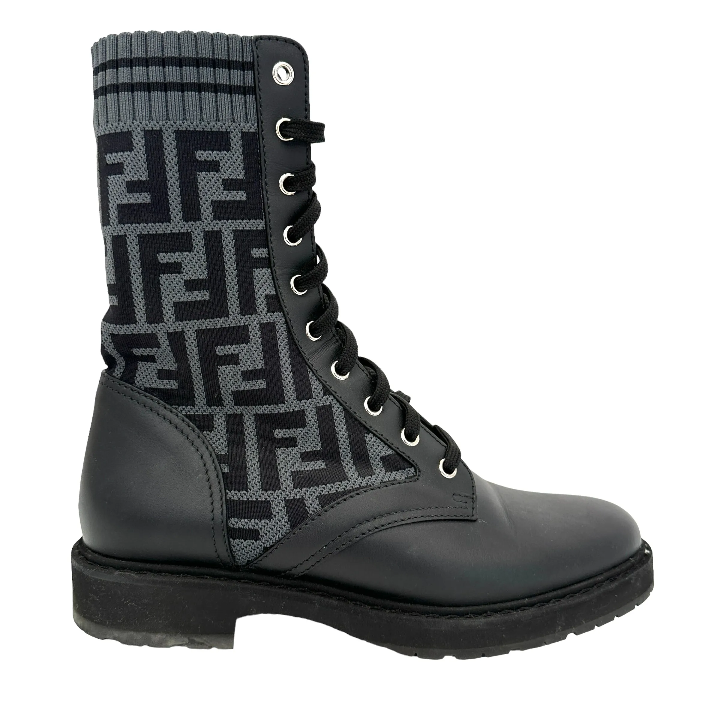 Grey Logo Combat Boots - 10