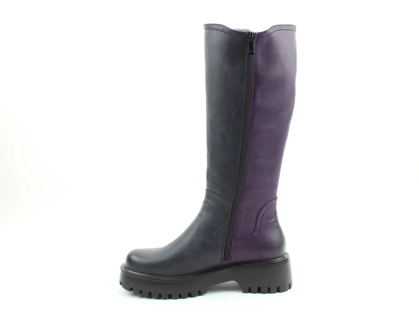 Heavenly Feet Zinnia Womens Purple/Navy/Khaki Multi Litesoles Zip Up Tall Boots