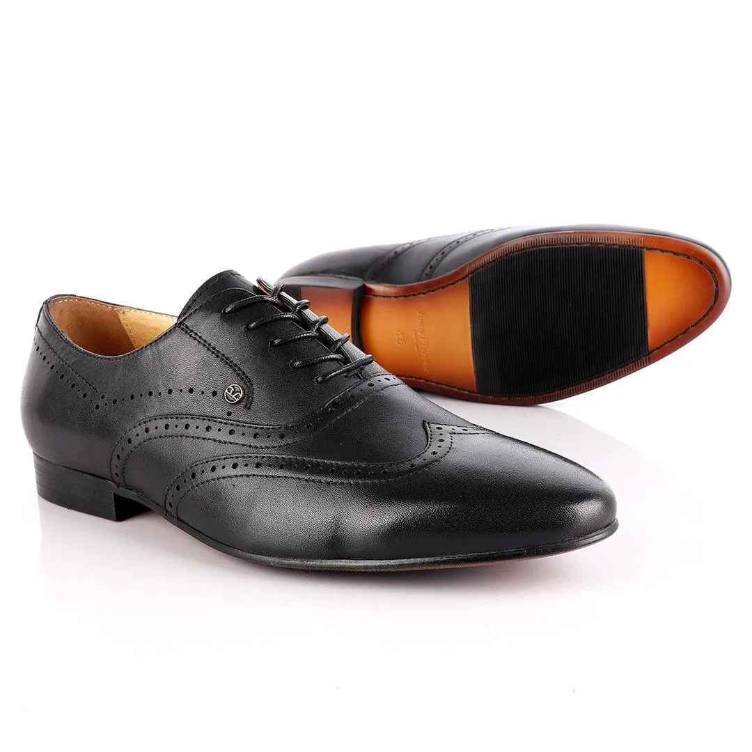 John Foster Black Oxford Lace Up Brogue Shoe