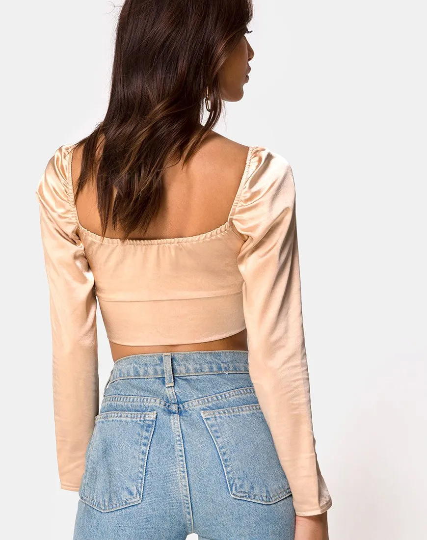 Laman Crop Top in Satin Champagne