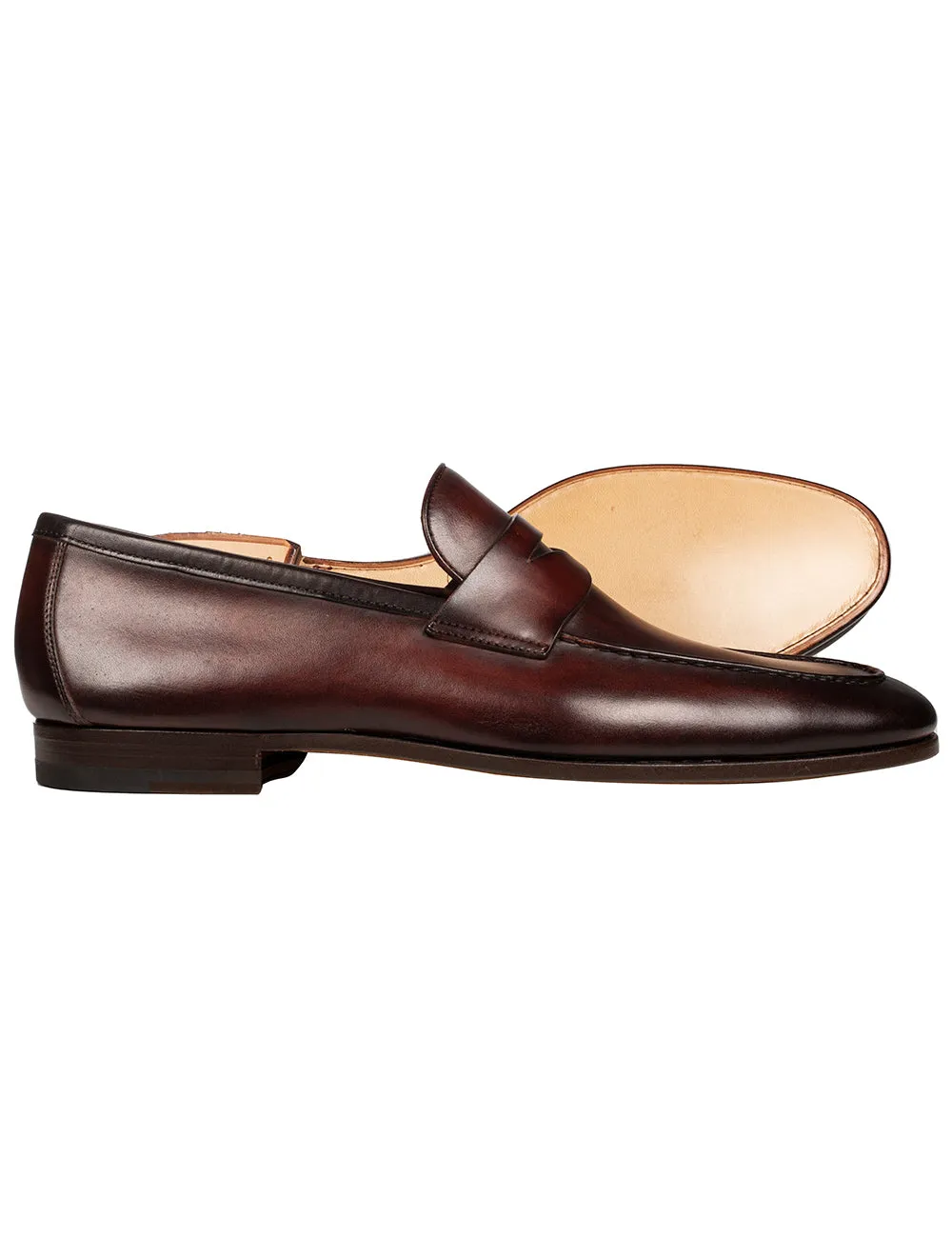 Leather Slip On Shoes Midbrown