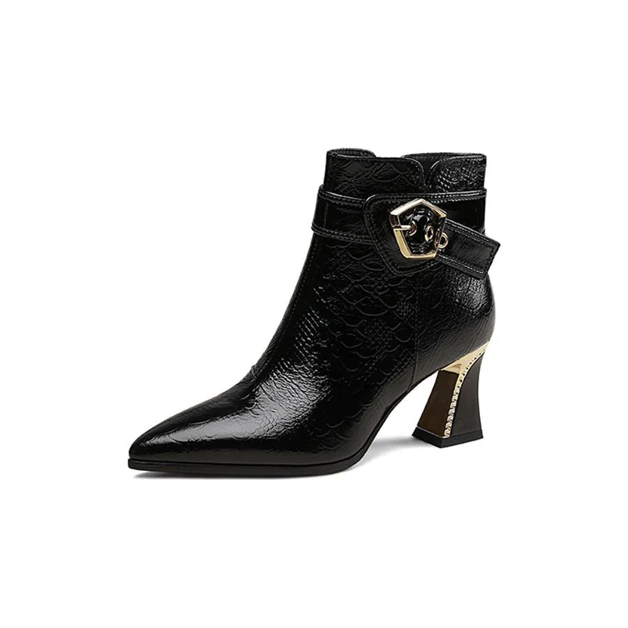 LeatherLux Modish Sophisticated Pattern Ankle Boots