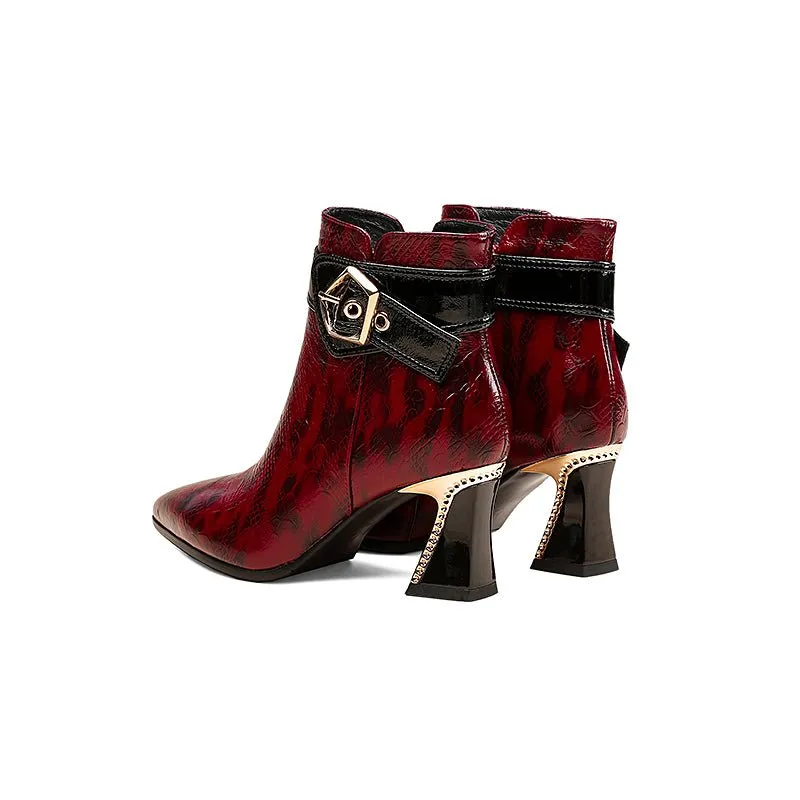 LeatherLux Modish Sophisticated Pattern Ankle Boots