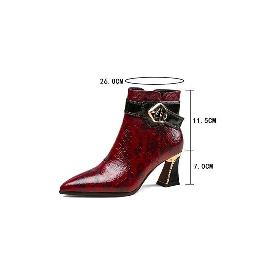 LeatherLux Modish Sophisticated Pattern Ankle Boots