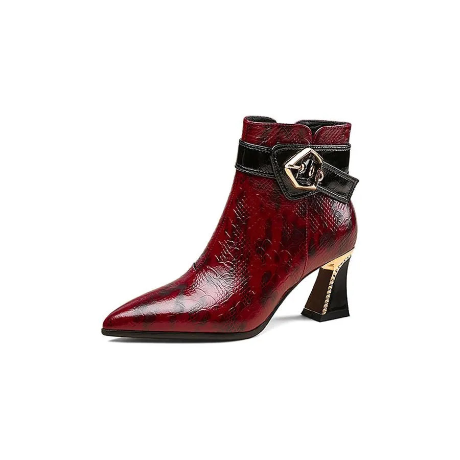 LeatherLux Modish Sophisticated Pattern Ankle Boots