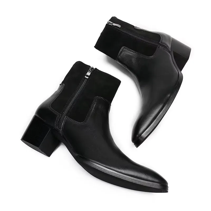 Luxe Croc Pattern Leather Ankle Boots