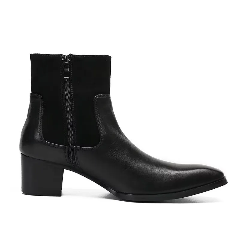 Luxe Croc Pattern Leather Ankle Boots