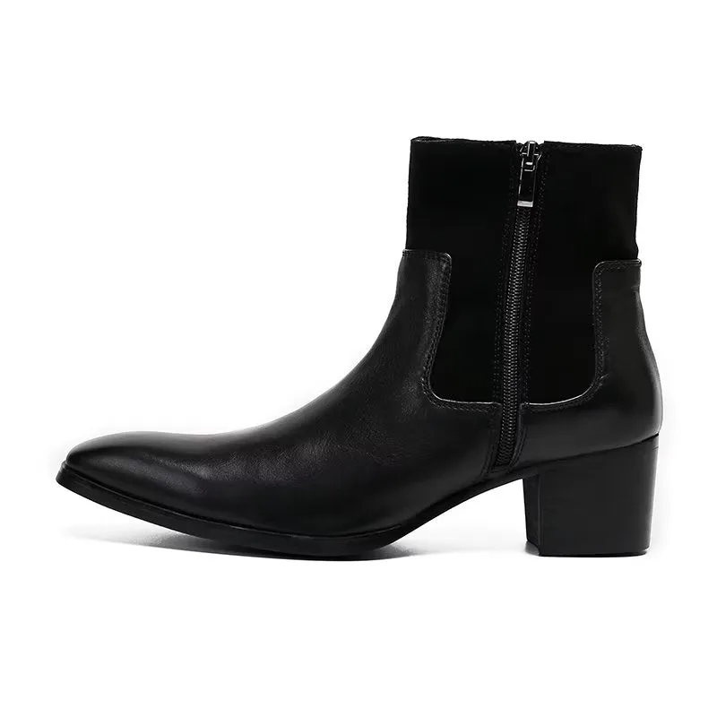 Luxe Croc Pattern Leather Ankle Boots