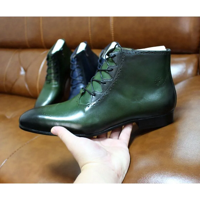 LuxeLeather Exotic Lace-up Ankle Derby Boots