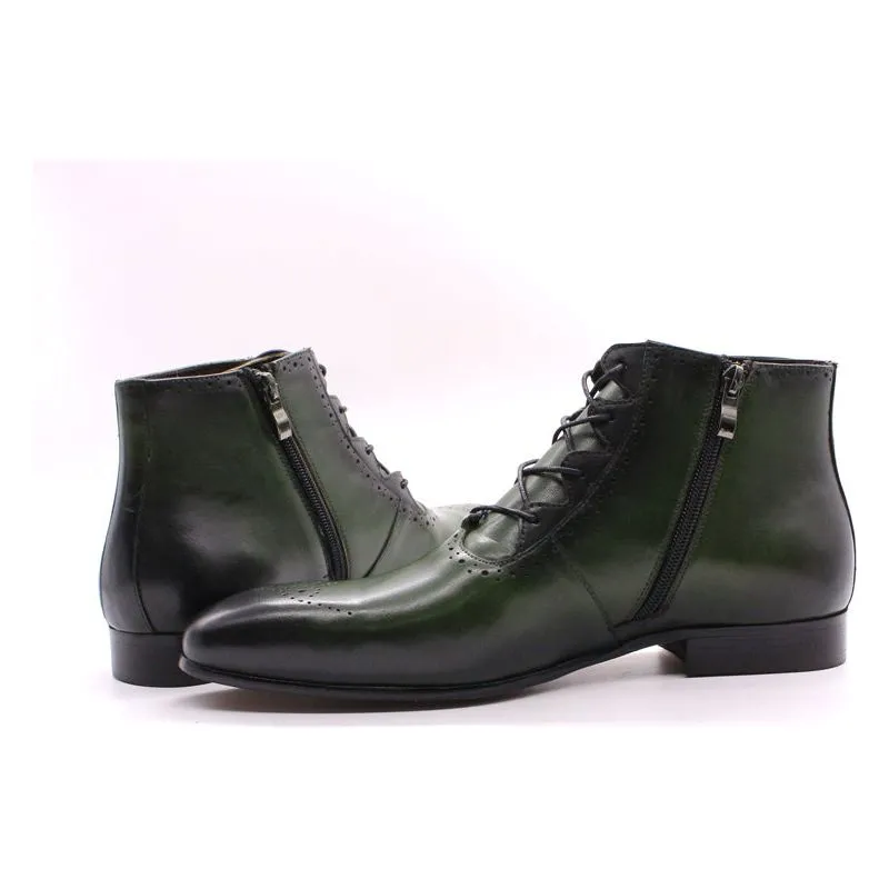 LuxeLeather Exotic Lace-up Ankle Derby Boots