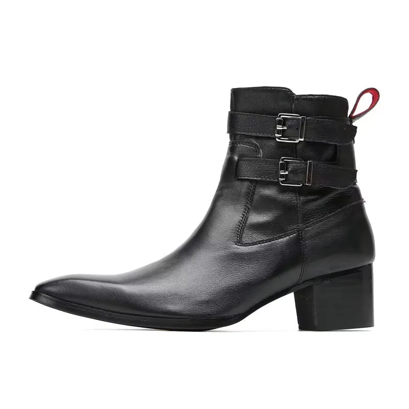 LuxeZip Elegant Leather Ankle Boots