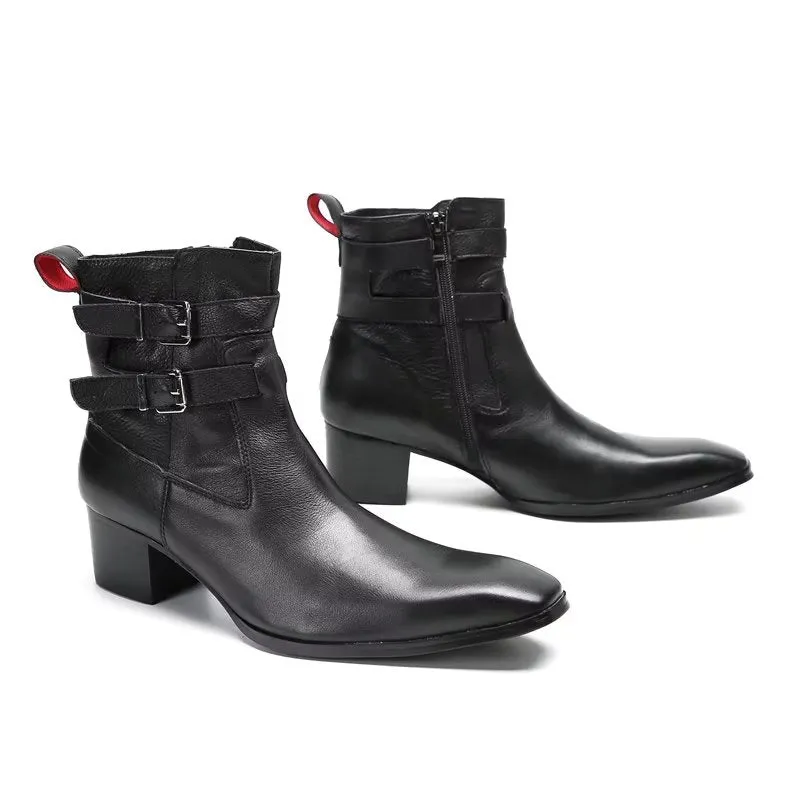 LuxeZip Elegant Leather Ankle Boots