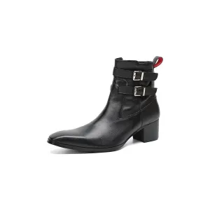 LuxeZip Elegant Leather Ankle Boots