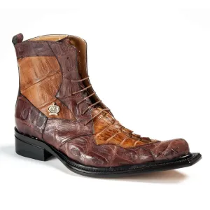 Mauri 42742/1 Men's Designer Shoes Men's Sport Rust & Brandy Exotic Baby Croc Boots (MA4613)