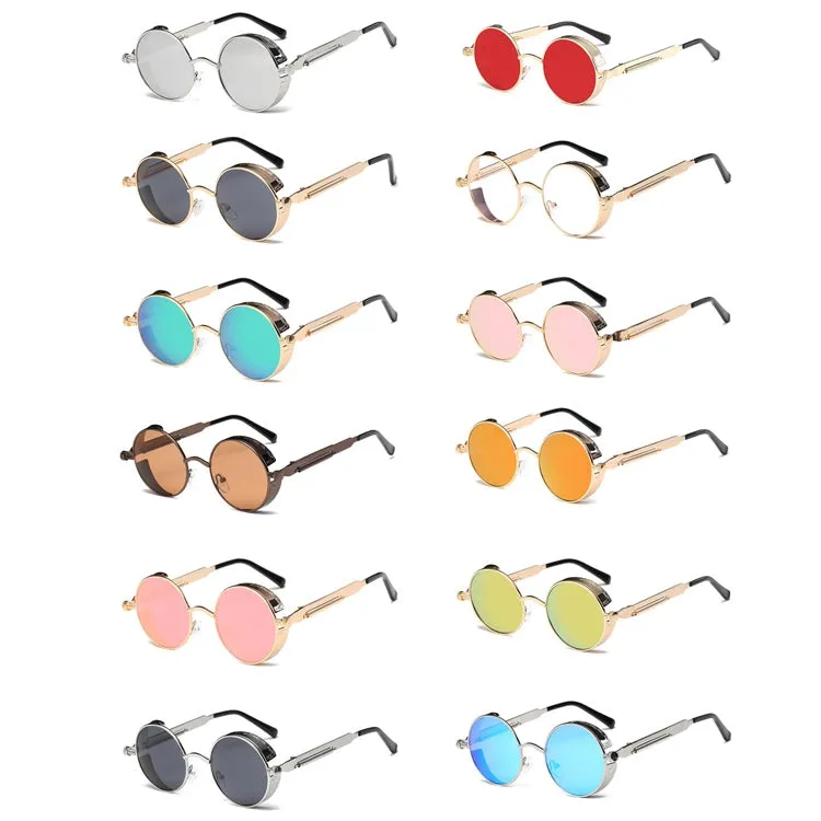 Metal Round Frame Steampunk Retro Sunglasses for Men Women(6)