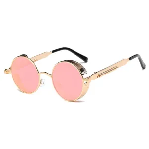 Metal Round Frame Steampunk Retro Sunglasses for Men Women(6)