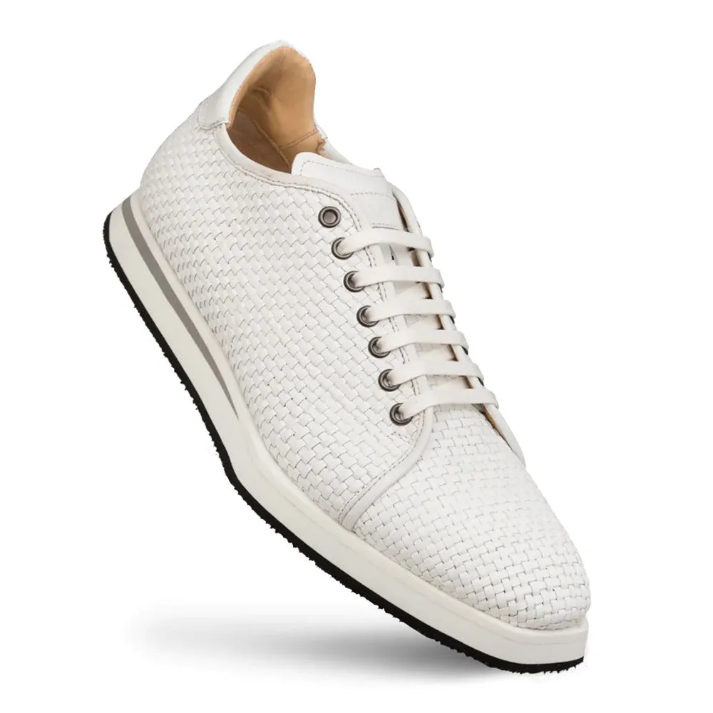 Mezlan A20301 Men's Shoes White Woven / Calf-Skin Leather Sport/Casual Derby Sneakers (MZS3523)