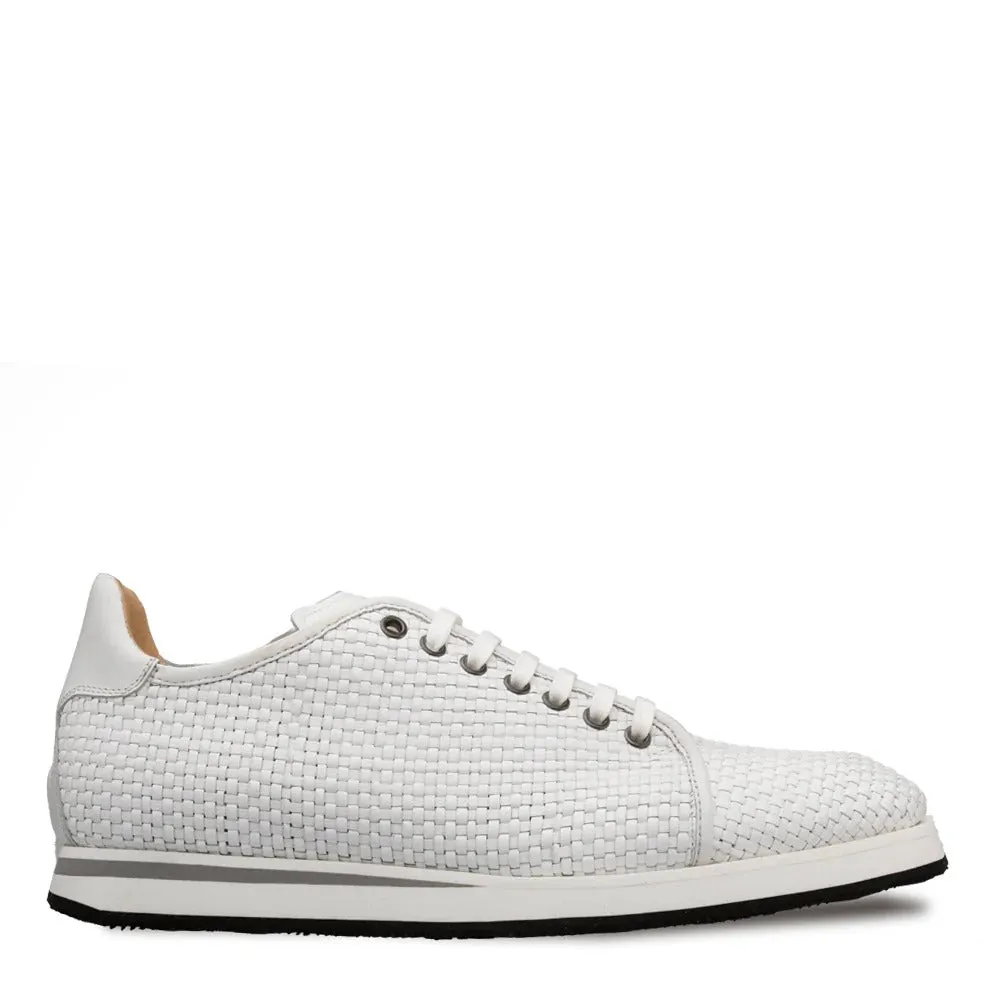 Mezlan A20301 Men's Shoes White Woven / Calf-Skin Leather Sport/Casual Derby Sneakers (MZS3523)