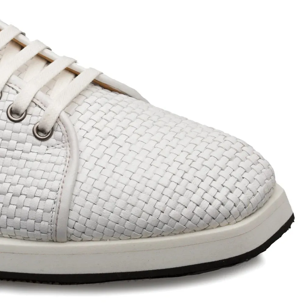 Mezlan A20301 Men's Shoes White Woven / Calf-Skin Leather Sport/Casual Derby Sneakers (MZS3523)