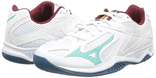 Mizuno Lightning Star Z6 JR Volleyball-Schuh, Wht/Turquoise/MBlue, 34 2/3 EU