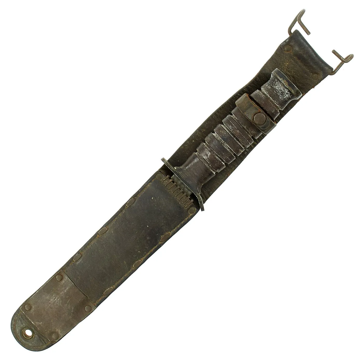 Original U.S. WWII M3 Fighting Knife by Utica Cutlery with Rare S.B.L. Co. M6 1943 dated Leather Scabbard