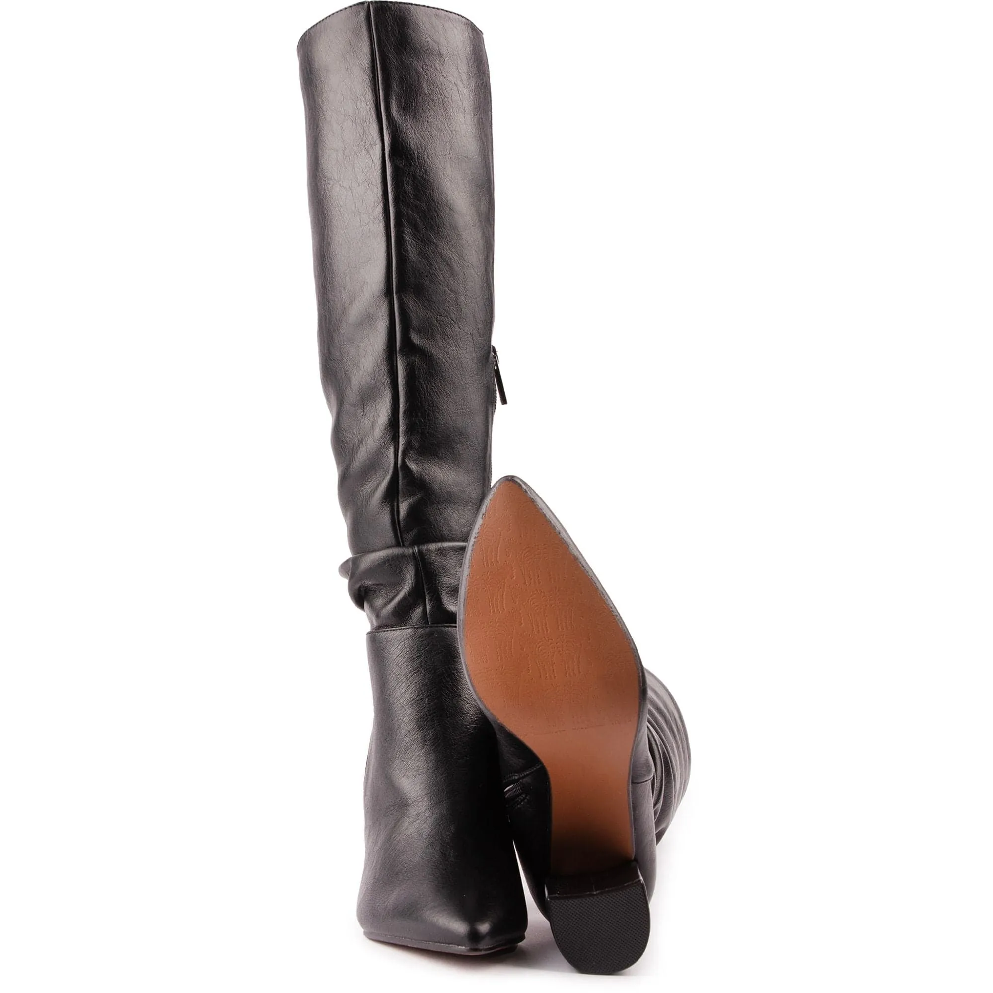 Peach Women's Vegan Leather Knee High Boots | Black