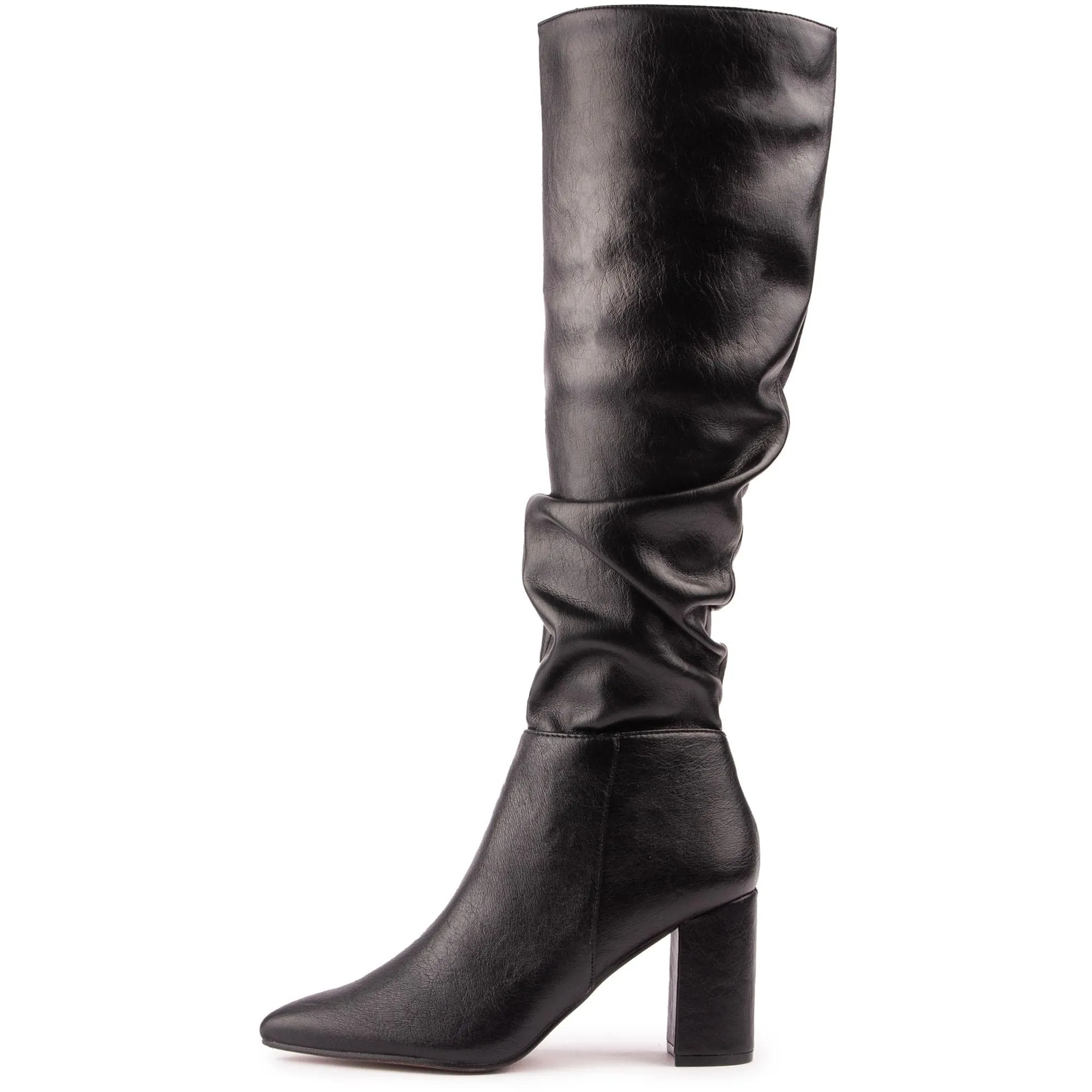 Peach Women's Vegan Leather Knee High Boots | Black