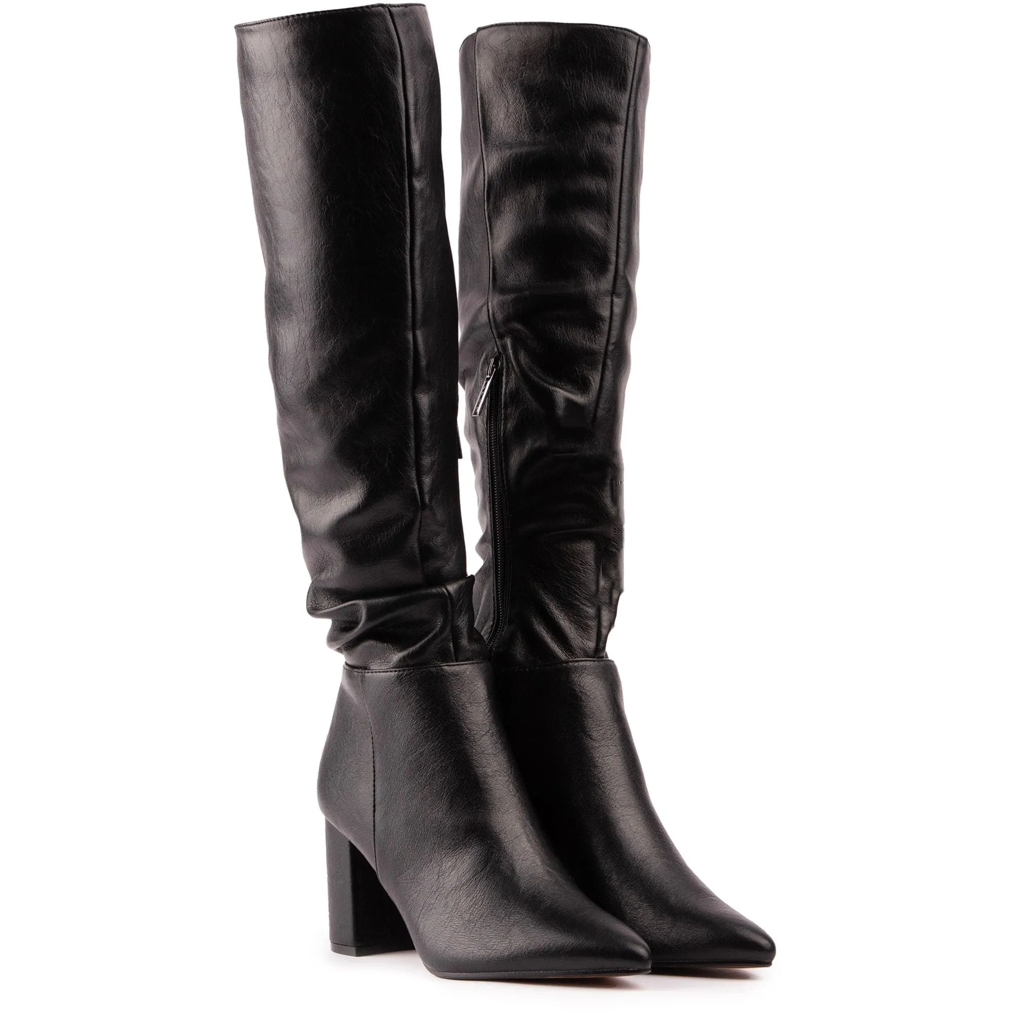 Peach Women's Vegan Leather Knee High Boots | Black