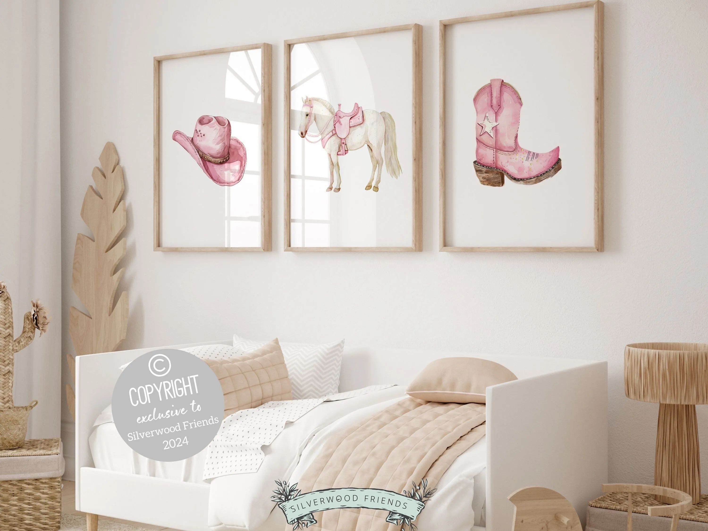 Pink Cowgirl Nursery Prints - Set of 3