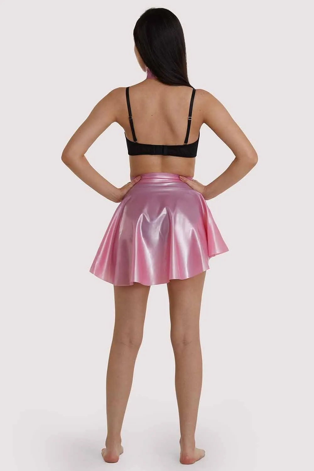 Pink Latex Flippy Skirt