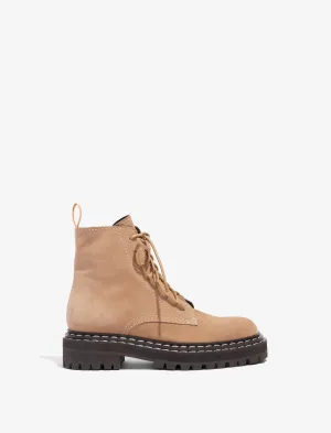 Proenza Schouler Lug Sole Combat Boots in Suede - Desert