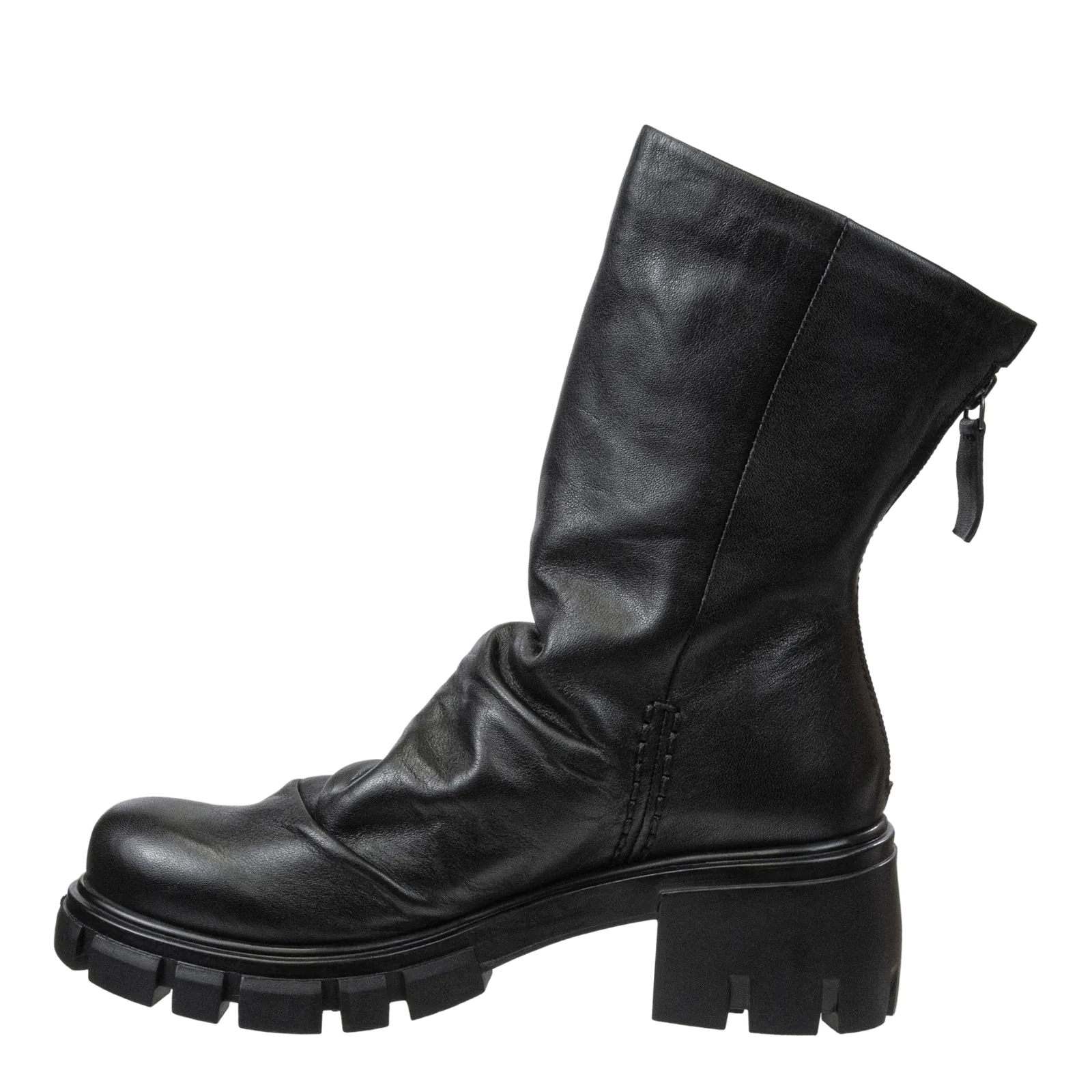 PROTOCOL in BLACK Heeled Mid Shaft Boots