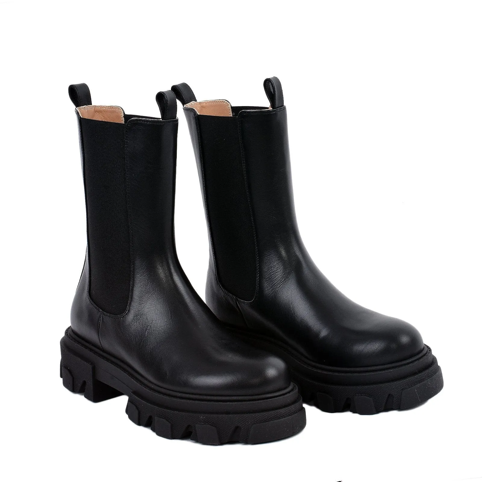 Rin Black Elastic Combat Boots