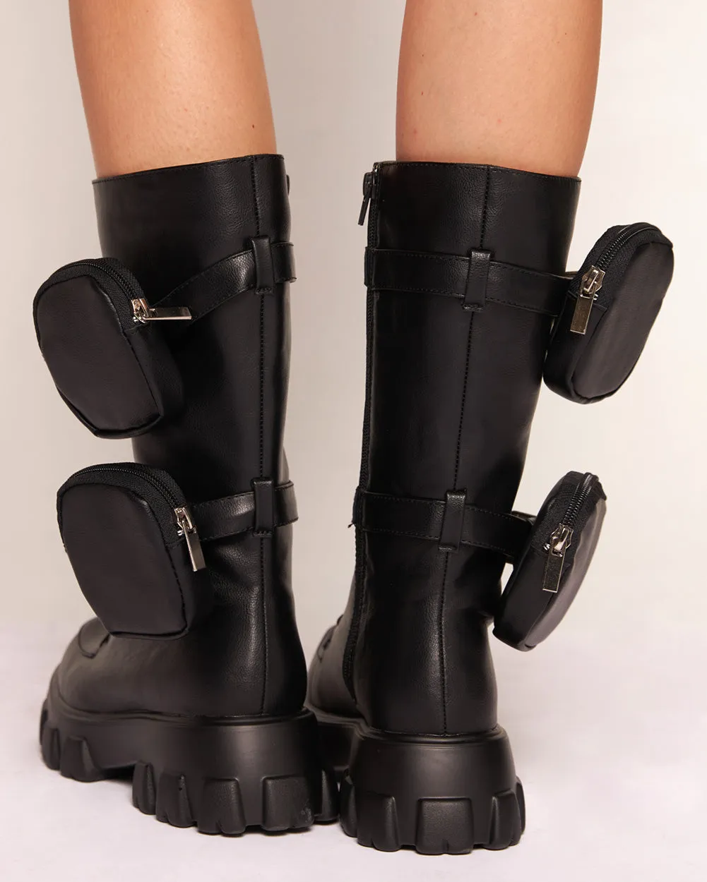 Rise to the Top Combat Boots With Pouch