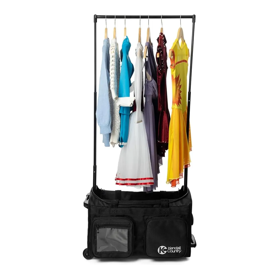 Rolling Dance Bag with Garment Rack - Raven Black, Small 22"