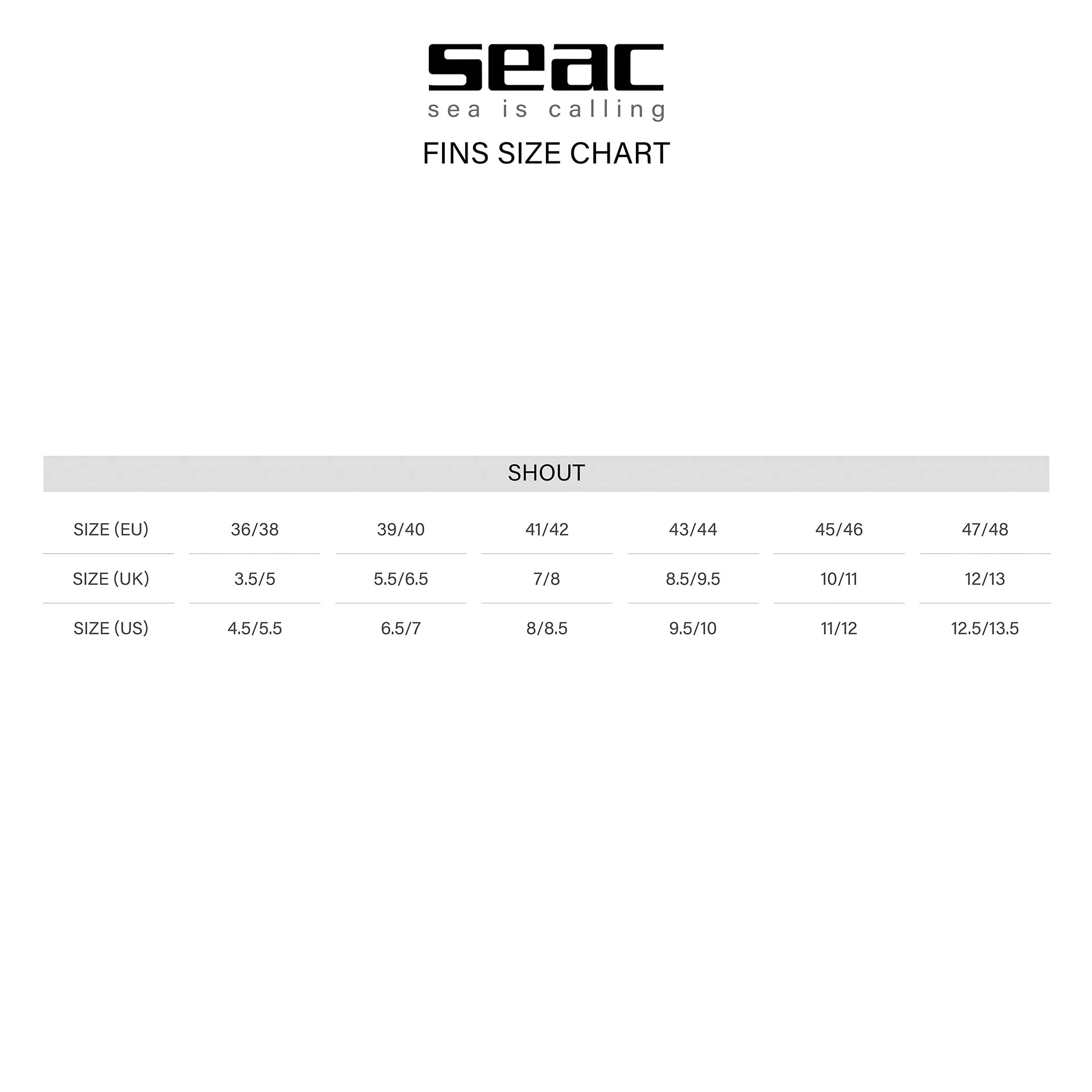 SEAC Shout Long Black Spearfishing Fins