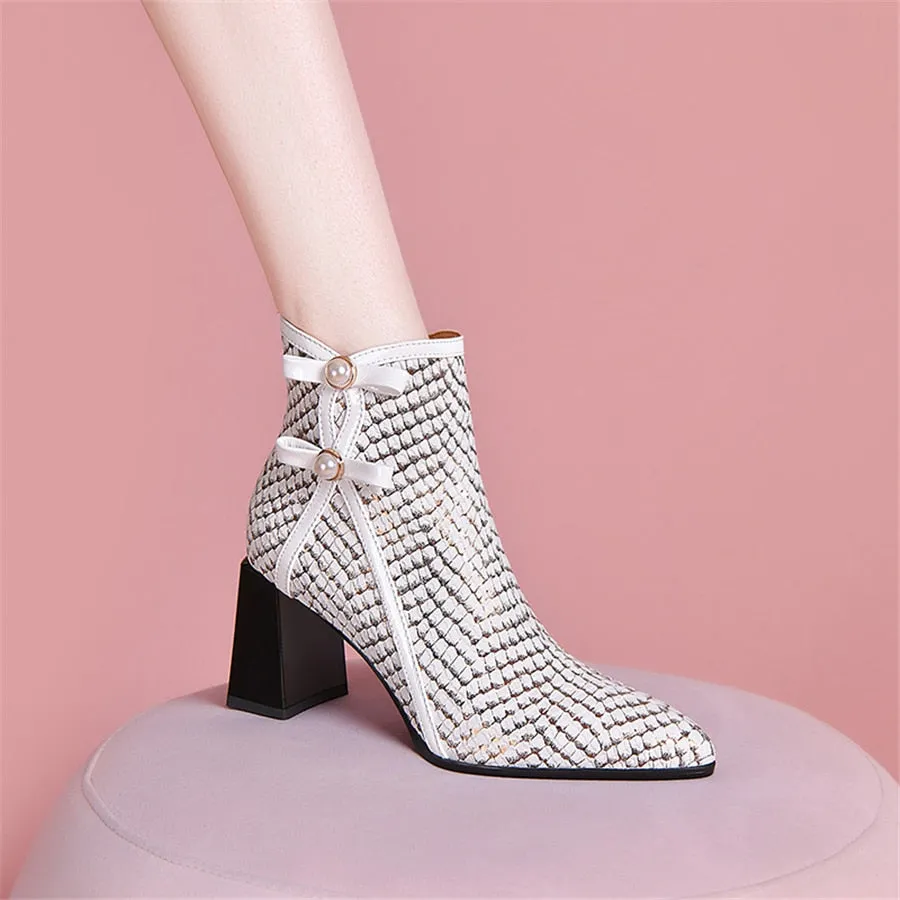 SerpentLux Party Pointed Toe Ankle Boots