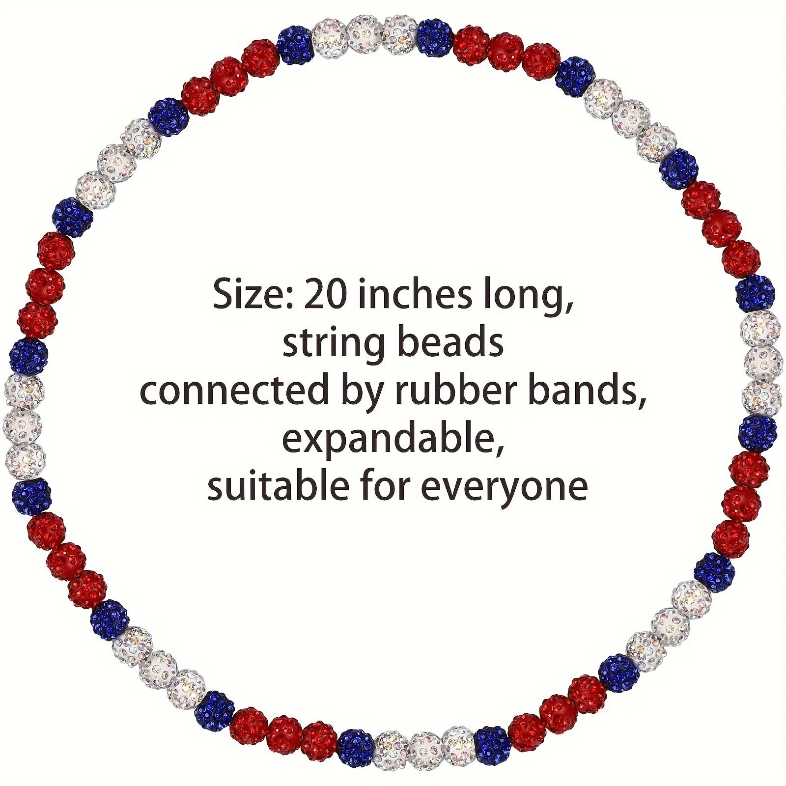 Shimmering Patriotic Baseball Necklace - 18-inch Crystal Bling Design - Fashion-Forward Sports Fan Accessory for Game Days and Everyday Style