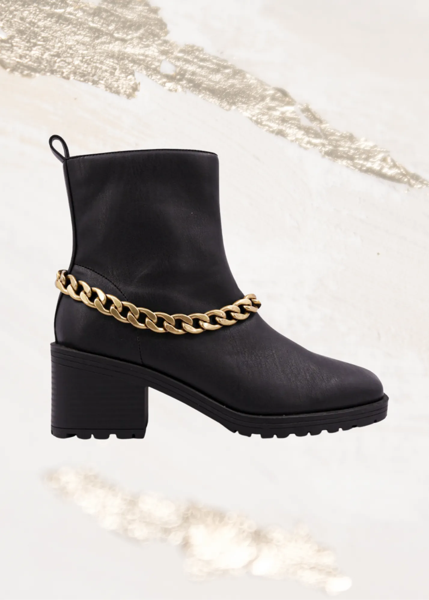 Shu Shop Yenni Black Combat Boot with Chain